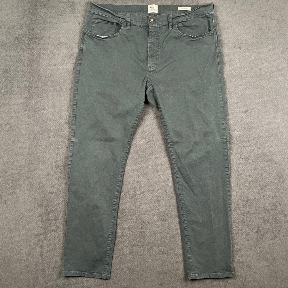 Flint and Tinder 365 Pants Mens 36 Gray Slim Fit 5 Pocket Chino Stretch 37x30